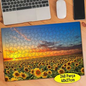 Asilmeydan Gün Batımı Ayçiçek Tarlası 240 Parça Puzzle Yapboz Tablo