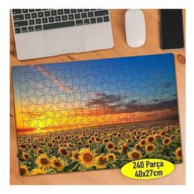Asilmeydan Gün Batımı Ayçiçek Tarlası 240 Parça Puzzle Yapboz Tablo