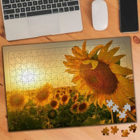 Asilmeydan Gün Batımında Ay Çiçeği 240 Parça Puzzle Yapboz Tablo
