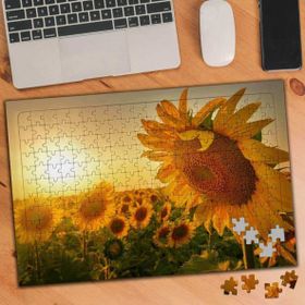 Asilmeydan Gün Batımında Ay Çiçeği 240 Parça Puzzle Yapboz Tablo