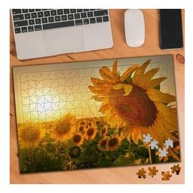 Asilmeydan Gün Batımında Ay Çiçeği 240 Parça Puzzle Yapboz Tablo