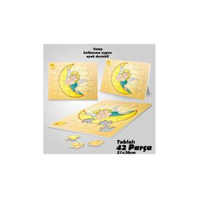 Asilmeydan Hobi Ay Kanatlı Melek Kız Çocuğu Ayak Destekli Çerçeveli 42 Parça Puzzle Yapboz Tablo