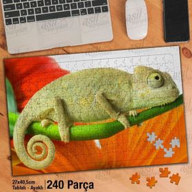 Asilmeydan Hobi Doğa Hayvan Bukalemun Canlı Ayak Destekli Çerçeveli 240 Parça Puzzle Yapboz Tablo