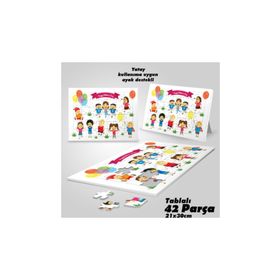 Asilmeydan Hobi Mutlu Çocuklar Günü Ayak Destekli Çerçeveli 42 Parça Puzzle Yapboz Tablo