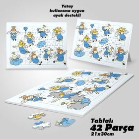 Asilmeydan Hobi Mutlu Çocuklar Melekler Ayak Destekli Çerçeveli 42 Parça Puzzle Yapboz Tablo