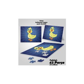 Asilmeydan Hobi Sevimli Mutlu Yavru Ördek Ayak Destekli Çerçeveli 42 Parça Puzzle Yapboz Tablo