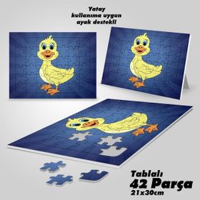 Asilmeydan Hobi Sevimli Mutlu Yavru Ördek Ayak Destekli Çerçeveli 42 Parça Puzzle Yapboz Tablo