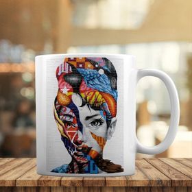 Asilmeydan KB855 Audrey Hepburn Graffiti Baskılı Fincan Kupa Bardak