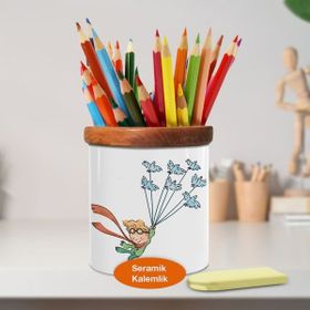 Asilmeydan Kuş Uçuran Küçük Prens Ahşap Seramik Kalemlik