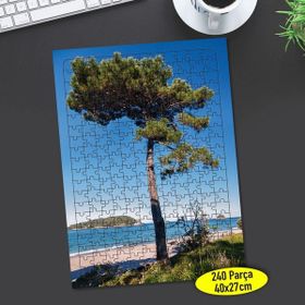 Asilmeydan Sahilde Yeşil Ağaç 240 Parça 27x40 cm Puzzle Yapboz Tablo