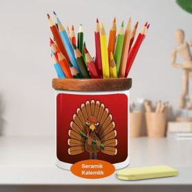 Asilmeydan Savaşçı Hindi Ahşaplı Seramik Kalemlik