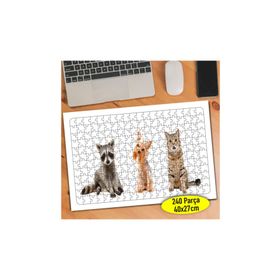 Asilmeydan Sevimli Rakun Ve Arkadaşları 240 Parça 27x40 cm Puzzle Yapboz Tablo