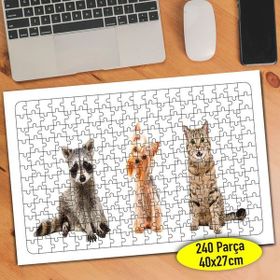 Asilmeydan Sevimli Rakun Ve Arkadaşları 240 Parça 27x40 cm Puzzle Yapboz Tablo