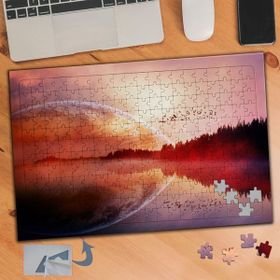 Asilmeydan Uçan Kuşlar Ve Kızıl Gökyüzü 240 Parça Puzzle Yapboz Tablo