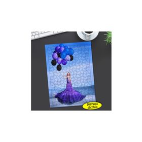 Asilmeydan Uçan Mor Mavi Balonlu Güzel Kadın 240 Parça 27x40.5 cm Puzzle Yapboz Tablo