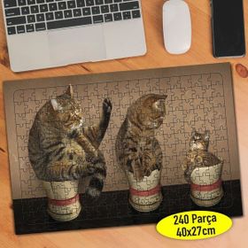 Asilmeydan Vazoya Giren Kediler 240 Parça 27x40.5 cm Puzzle Yapboz Tablo