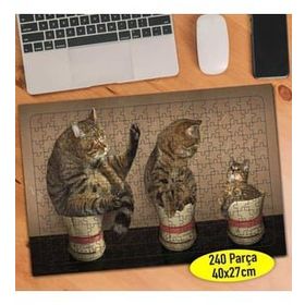 Asilmeydan Vazoya Giren Kediler 240 Parça 27x40.5 cm Puzzle Yapboz Tablo