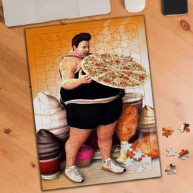 Asilmeydan Yemek Sever Kilolu Insan 240 Parça Puzzle Yapboz Tablo