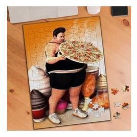 Asilmeydan Yemek Sever Kilolu Insan 240 Parça Puzzle Yapboz Tablo