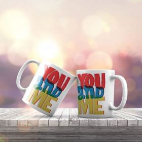 Asilmeydan You and Me Yazılı Renkli Hediyelik Kupa Bardak