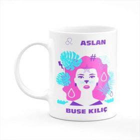 Aslan Burcu Baskılı Seramik Kupa Bardak