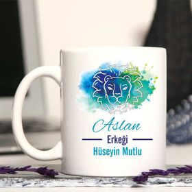 Aslan Burcu Baskılı Seramik Kupa Bardak