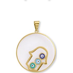 Aslı Gold Altın Fatma Ana Eli Camlı Tasarım Kolye Ucu