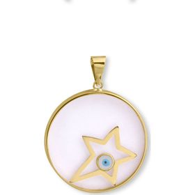 Aslı Gold Altın Yıldız Tasarım Camlı Nazar Kolye Ucu