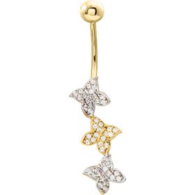 Aslı Gold Üçlü Kelebek Altın Göbek Piercing