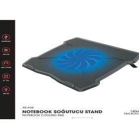 Asonic AS-A34 140 mm Fanlı Notebook Soğutucu Stand
