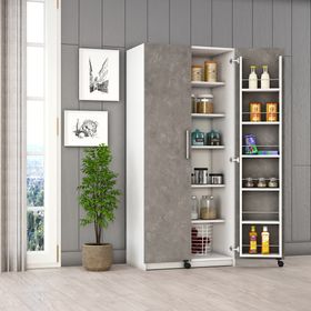Asra Trend MK-07 Beyaz&Amp Retro Gri Mutfak Kiler Dolabı