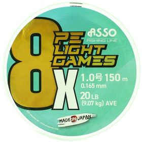 Asso 8X Light Games PE 150 mt Fluo Green 8 Örgü Spin İp Misina