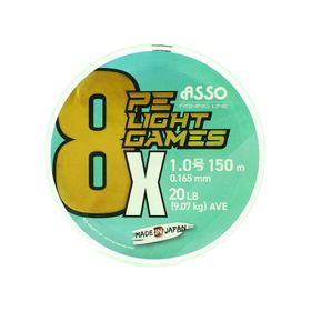 Asso 8X Light Games PE 150 mt Fluo Green 8 Örgü Spin İp Misina