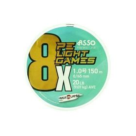 Asso 8X Light Games PE 8 Örgü 150 mt Fluo Green 0.185 mm Spin İp Misina