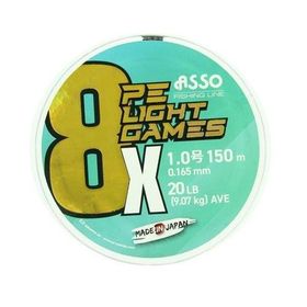 Asso 8X Light Games PE 8 Örgü 150 mt Moss Green 0.185 mm Spin İp Misina