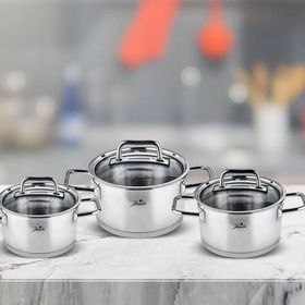 Assos 3'lü Gümüş Midi Tencere Seti