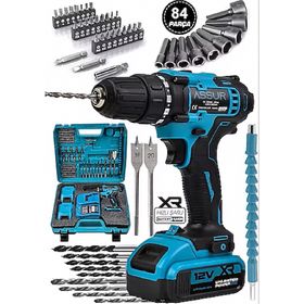 Assur 12V 1.5Ah Metal Şanzıman Çift Akülü Şarjlı 84 Parça Akülü Vidalama Darbeli Matkap