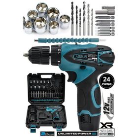 Assur 12V XR Li-on Çift Akülü Vidalama Şarjlı Matkap