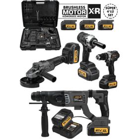 Assur Plus Süper Siyah 4'lü Set Akülü Hilti Vidalama Taşlama ve Somun Sıkma Makinesi