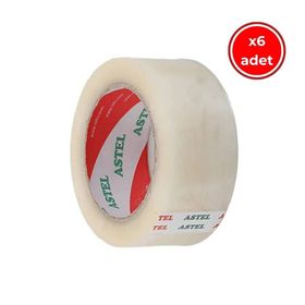 Astel 45 mm 100 mt Şeffaf Hotmelt 6 Adet Dayanıklı Koli Bandı