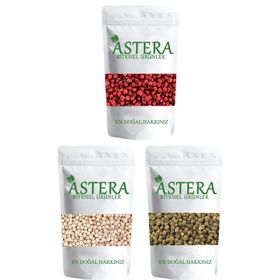 Astera 100 gr Kırmızı Karabiber + 100 gr Yeşil Karabiber + 100 gr Beyaz Karabiber
