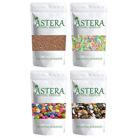Astera 250 gr Renkli Pasta Süsü + 250 gr Bonibon + 250 gr Kakaolu Pasta Süsü + 250 gr Çakıltaşı Çikolata