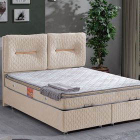 Astra 140x190 cm Bej Baza Başlık ve Real Pedli Yatak Seti