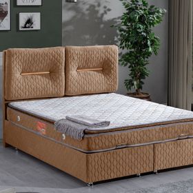 Astra 150x200 cm Kahverengi Baza Başlık ve Real Pedli Yatak Seti