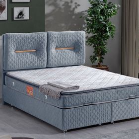 Astra 150x200 cm Mavi Baza Başlık ve Real Pedli Yatak Seti