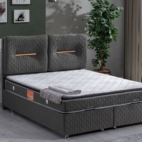 Astra 180x200 cm Antrasit Baza Başlık ve Real Pedli Yatak Seti