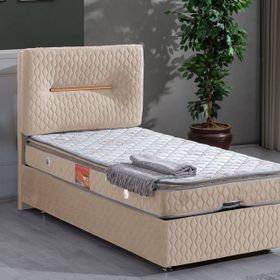 Astra 90x190 cm Bej Baza Başlık ve Real Pedli Yatak Seti