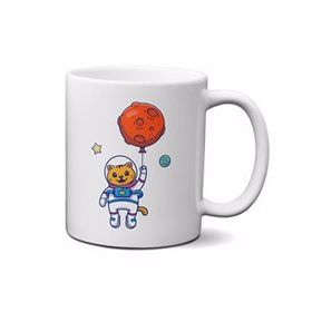 Astronot Cat Kedi Baskılı Porselen Kupa Bardak