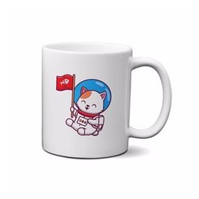 Astronot Cat Kedi Baskılı Porselen Kupa Bardak