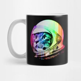Astronot Cat Kedi Baskılı Porselen Kupa Bardak